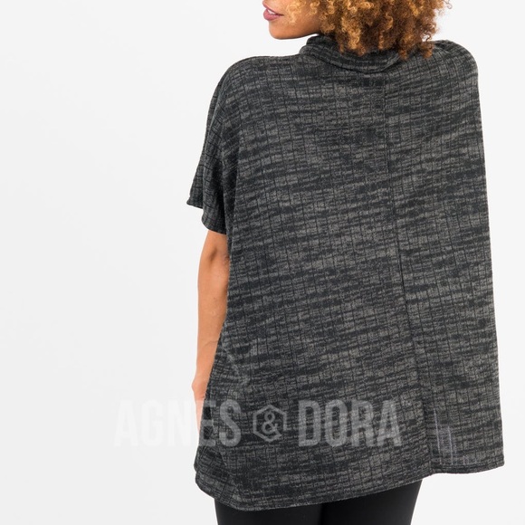 Agnes&Dora Turtle Neck Poncho Heather Black - Picture 3 of 8